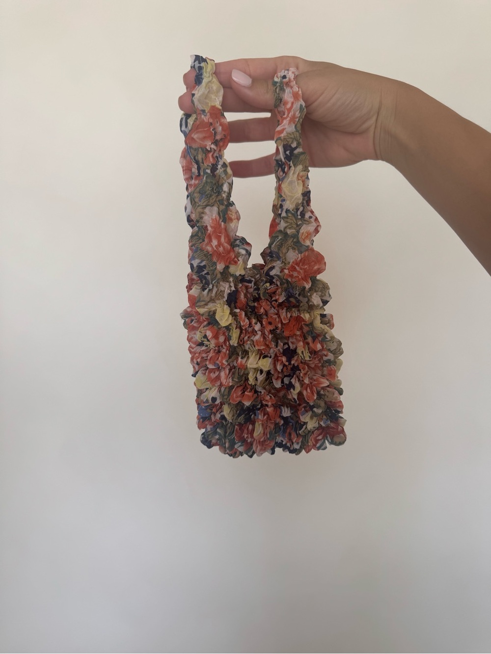 Authentic Japanese Floral Textured Mini Tote Bag in Multicolor